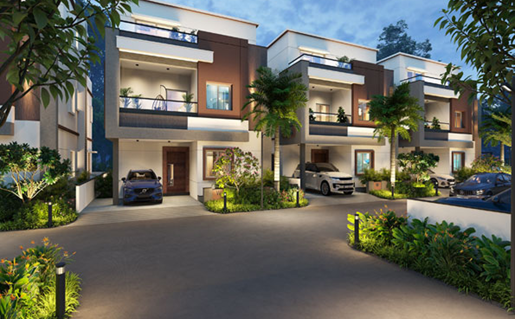 villas hyderabad rock palms at night view